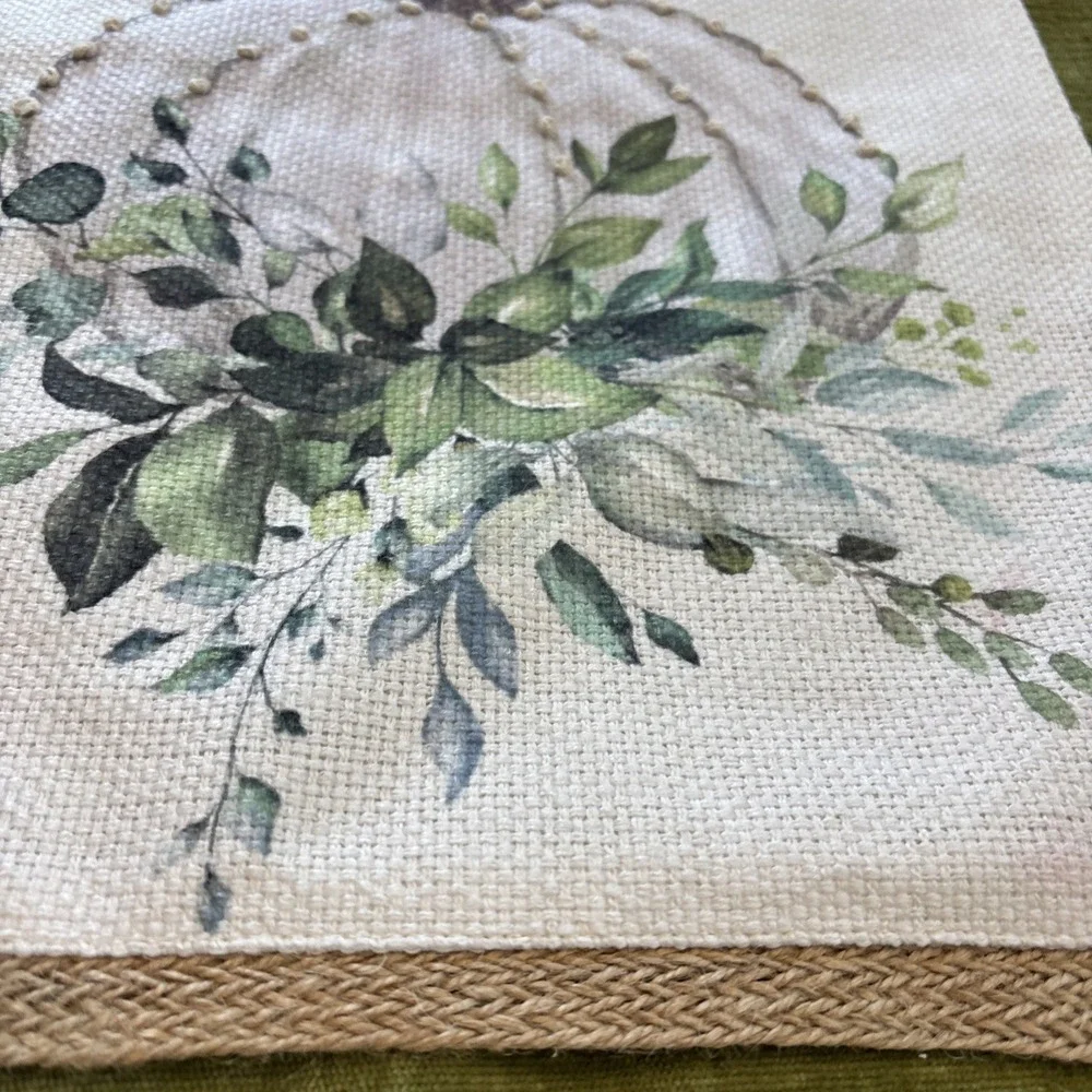 Autumn‎ Hill Harvest Runner White Linen Burlap Gourd Modern Farmhouse 13.5x73